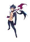  amber_eyes belt blue_pants claws collar_(clothes) demon frown fur fur_collar_(clothes) fur_trim gloves high_resolution jacket killia_(disgaea) looking_at_viewer makai_senki_disgaea_(series) male muscle open_clothes open_jacket pants pointed_ears potential_duplicate scarf shirtless_(male) shoes simple_background solo spiky_hair very_high_resolution wings 