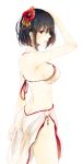  1girl adapted_costume bikini black_hair breasts hair_ornament kantai_collection kazuhito_(1245ss) short_hair sideboob simple_background solo swimsuit yamashiro_(kantai_collection) 