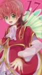  ascot european_clothes green_eyes iii_(yu-gi-oh!_zexal) male medium_hair number open_mouth pink_background pink_hair pixiv_id_181399 simple_background solo text traditional_clothes tron_family yu-gi-oh! yu-gi-oh!_zexal 