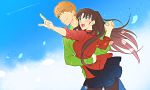  5:3_aspect_ratio alternative_age blue_eyes blush brown_hair couple emiya_shirou fate/stay_night fate_(series) female high_resolution holding_close hug large_filesize long_hair male orange_hair pixiv_id_12937740 short_hair tohsaka_rin toosaka_rin 