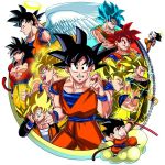  angel_wings aura black_hair blonde_hair blue_eyes blue_hair child crossed_arms dougi dragon_ball dragon_ball_gt dragon_ball_z flying_nimbus glowing halo lightning multiple_persona no_eyebrows parapata_(golen0159) redhead running son_gokuu spiky_hair staff super_saiyan super_saiyan_2 super_saiyan_3 super_saiyan_4 super_saiyan_god tail wings wristband younger 