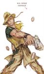  1boy blonde_hair bullet character_name cowboy_hat emperor_(stand) gap_(pdmng) gun hat hol_horse jojo_no_kimyou_na_bouken solo stand_(jojo) weapon 