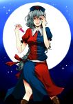  blue_eyes braid highres hitoto moon silver_hair test_tube touhou yagokoro_eirin 