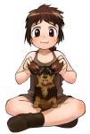  brown_eyes brown_hair child dog original satou_toshiyuki smile socks 