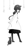  black_hair cat cat_ears catnip crescent monochrome original pantyhose star yousuke 