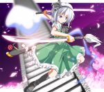  dual_wielding hitodama katana konpaku_youmu konpaku_youmu_(ghost) solo sword touhou weapon zb 