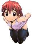  brown_eyes child kneeling original red_hair redhead satou_toshiyuki short_hair smile thigh-highs thighhighs 