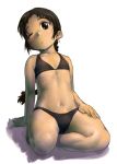  braid brown_eyes brown_hair child kneeling long_hair original satou_toshiyuki swimsuit 