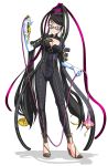  bayonetta bayonetta_(character) black_hair blush bodysuit breasts cleavage cleavage_cutout earrings flower glasses gloves hair_ribbon high_heels highres jewelry kusheldra_(bayonetta) legs long_hair luceva mole ribbon shadow shoes simple_background smile snake solo very_long_hair whip white_background 