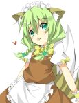  :p bow braid dress fox_ears fox_tail green_hair heart maid maid_headdress original saitou_kon shingetsu_takehito tail tongue twin_braids 