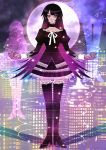  choker dress gothic_lolita legs lolita_fashion long_hair monogatari_(series) purple_hair senjougahara_hitagi thigh-highs thighhighs yellow_eyes yusao zettai_ryouiki 