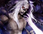  akatsuki_(naruto) black_sclera lily_(artist) lowres male naruto red_eyes shirtless transformation uchiha_sasuke white_hair 