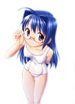  ahoge blue_hair fumotono_mikoto glasses highres long_hair one-piece_swimsuit original school_swimsuit swimsuit 