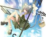  basket grey_hair mary_janes mitsuharu_iseki mouse mouse_ears mouse_tail nazrin red_eyes shoes short_hair tail touhou 