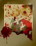  bad_id blonde_hair blood dress flower hug kagamine_len kagamine_rin petals photo photo_(object) rose sayo_(mutuha) short_hair siblings smile twins vocaloid yellow_eyes 