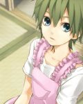  androgynous apron blue_eyes brown_hair kannagi mikuriya_jin trap 