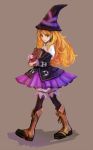  book boots brown_eyes dress grimgrimoire hat lillet_blan long_hair nippon_ichi pantyhose poncho roncele skirt smile vanillaware witch witch_hat wizard_hat 