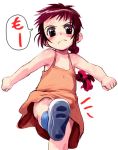  blush braid brown_eyes brown_hair child dress kick kicking loli long_hair original satou_toshiyuki 