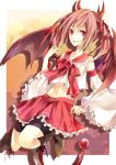  dragon_tail dragon_wings horns karu midriff original red_eyes school_uniform serafuku skirt solo tail wings yuzuki_karu 