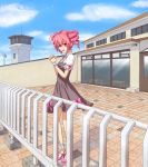  airport astn drill_hair high_heels highres kasane_teto red_eyes red_hair redhead shoes sky smile solo twintails utau 