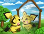  akela_taka clouds mirror pichu pokemon pokemon_(creature) realistic reflection solo tail tree 