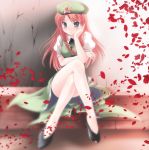  blush hat hong_meiling long_hair namamo_nanase petals red_hair redhead rose_petals tomoeda touhou 