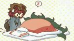  adagumo_no_yaorochi androgynous apron futon hakama helmet japanese_clothes katano_sukune len&#039;en multiple_tails open_mouth parody redhead short_hair skirt smile snake_tail tail 