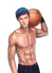  1boy abs aomine_daiki armband basketball blue_eyes blue_hair kamille_areopagita kuroko_no_basuke muscle navel shirtless short_hair 