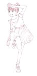  1girl bag dress handbag monochrome original sketch solo traditional_media yoshitomi_akihito 