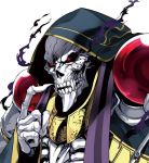  black_sclera character_request cloak hood ishida_akira no_skin overlord_(maruyama) pauldrons red_eyes skeleton solo 