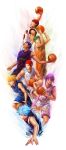  6+boys aomine_daiki basketball basketball_uniform blonde_hair blue_hair character_request glasses green_hair highres kamille_areopagita kuroko_no_basuke long_image multiple_boys purple_hair red_eyes redhead short_hair shorts sleeveless smile sportswear tall_image yellow_eyes 