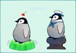  ayu_(mog) bird bollard cherry english fish food fruit hat jelly no_humans original penguin profile sailor sailor_hat simple_background summer whipped_cream 