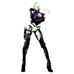  1girl bangs bare_shoulders blonde_hair blue_eyes bodysuit boots breasts contrapposto elbow_gloves fujisawa_tomio full_body gloves high_heel_boots high_heels holster long_hair long_legs lowres namco nina_williams official_art parted_bangs ponytail solo tekken tekken_tag_tournament_2 thigh_holster white_background 