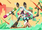  bangs blunt_bangs hair_ribbon headgear kantai_collection long_hair minazuki_tsuyuha murakumo_(kantai_collection) pantyhose red_eyes remodel_(kantai_collection) ribbon splatoon torpedo 