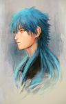  1boy blue_hair dramatical_murder kamille_areopagita long_hair seragaki_aoba yellow_eyes 