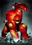  1boy avengers highres honzawa_yuuichirou hulkbuster iron_man male marvel mecha power_armor solo tony_stark 