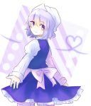  1girl blue_eyes from_behind hat heart lavender_hair letty_whiterock looking_back mayo_(mayomr29) sash short_hair solo touhou 