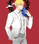  1boy blonde_hair fate/stay_night fate_(series) formal gilgamesh lancelot_(smalock) red_eyes solo suit 