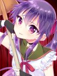  1girl ebisuzawa_kurumi fingerless_gloves gakkou_gurashi! gloves irone_(miyamiya38) long_hair purple_hair shovel solo twintails violet_eyes worktool 