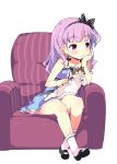  1girl :3 blush bow cat chair child chin_rest dress hair_bow mary_janes petenshi_(dr._vermilion) pink_eyes pink_hair shoes sitting socks solo 