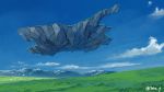  blue_sky clouds fantasy floating_island grass mountain no_humans original outdoors scenery seo_tatsuya sky twitter_username 