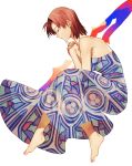  1girl barefoot bazett_fraga_mcremitz brown_hair command_spell dress fate/hollow_ataraxia fate_(series) highres naoko_(juvenile) purple_hair short_hair solo stained_glass unmoving_pattern 