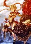  absurdres armor chou_denji_mayuge dragon dragon_girl highres horns leotard original red_eyes short_hair 
