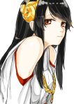  1girl black_hair haruna_(kantai_collection) kantai_collection long_hair looking_at_viewer poco_(backboa) red_eyes simple_background solo white_background 