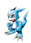  claws creature digimon digimon_world_re:digitize horn no_humans official_art open_mouth red_eyes simple_background teeth tongue veemon white_background yasuda_suzuhito 