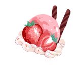  absurdres food fruit highres ice_cream no_humans original pandako strawberry transparent_background 