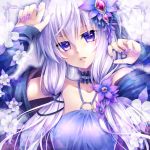  1girl flower hair_ornament long_hair looking_at_viewer open_mouth purple_hair solo twintails ueno_tsuki violet_eyes vocaloid voiceroid yuzuki_yukari 