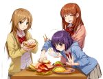  3girls food highres kawai_makoto koufuku_graffiti machiko_ryou morino_kirin multiple_girls shiina_(koufuku_graffiti) 