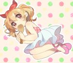  aikatsu! blonde_hair bow dress hair_bow hairband hoshimiya_ichigo linaria_(ookinahitomi) long_hair looking_at_viewer red_eyes rice_spoon twintails younger 