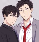  2boys apfl0515 black_hair blazer brothers brown_eyes gakuran gekkan_shoujo_nozaki-kun male_focus multiple_boys necktie nozaki_mayu nozaki_umetarou school_uniform siblings upper_body 